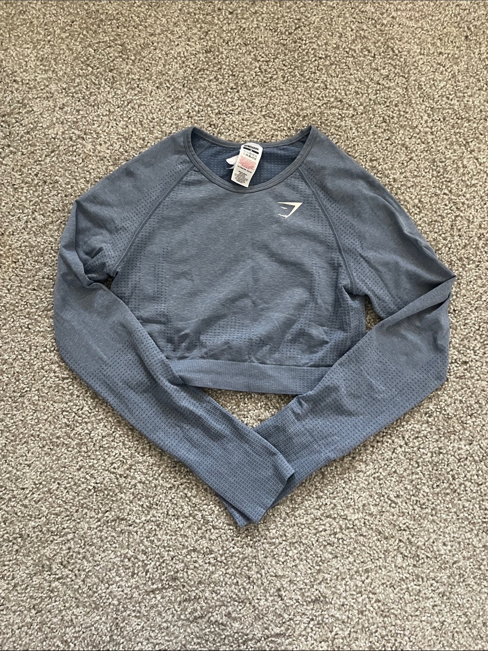 Gymshark Blue Vital Seamless 2.0 Long Sleeve Crop Size Medium